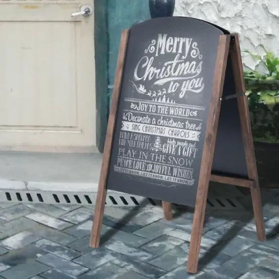 Costway 40'' Wood A-Frame Chalkboard Sign Menu Board Sidewalk Wedding Signage image {1}