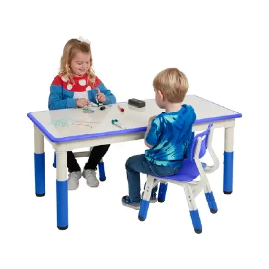 ECR4Kids Rectangle Dry-Erase Activity Table with 2 Adjustable Chairs, 3-Piece image {2}
