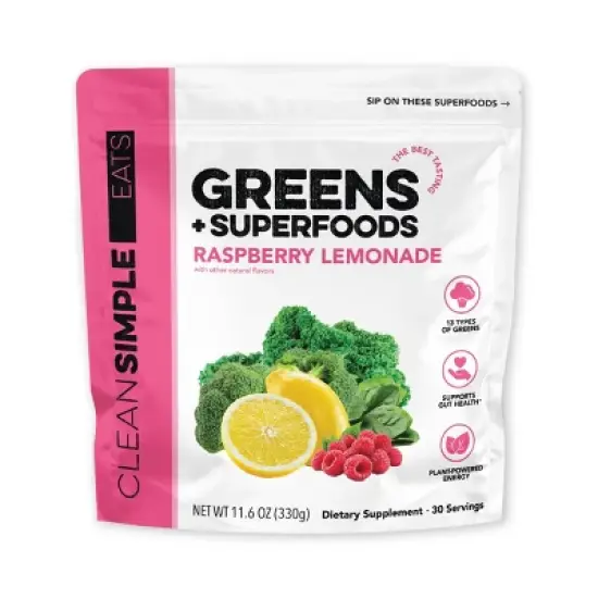 Clean Simple Eats Greens Powder - Raspberry Lemonade - 11.6oz/30 Servings image {1}