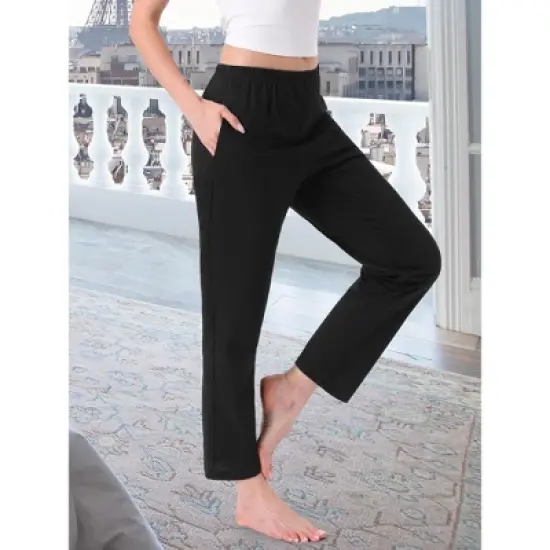 INSPIRE CHIC Women's 2 Pcs Cotton Pajama Bottoms Elastic Waist with Pocket Long Sleepwear Lounge Pants image {1}