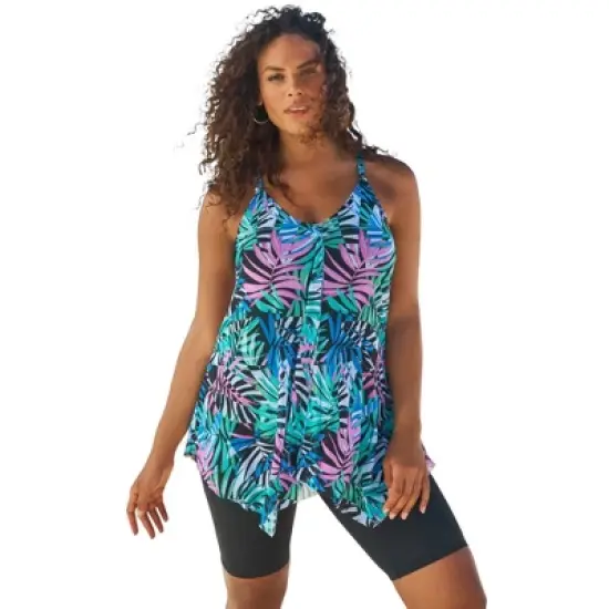 Swim 365 Women&rsquo;s Plus Size Longer Length Mesh Tankini Top image {8}
