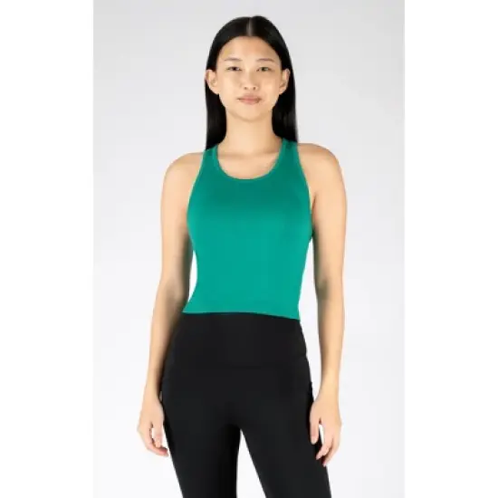 90 Degree By Reflex - Women's Ribbed Cropped Tank Top with Padded Inside Bra image {10}