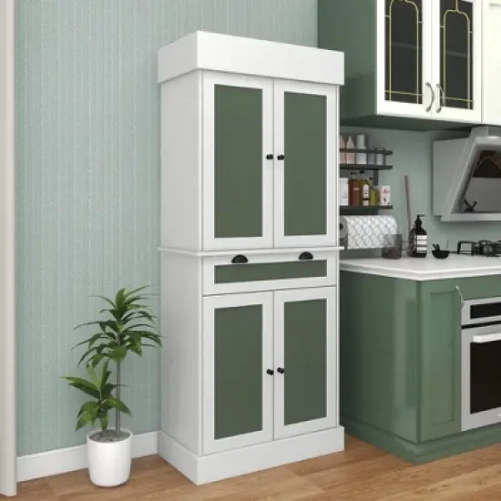 Costway 72'' Kitchen Buffet Hutch Pantry Cabinet Cupboard with 4 Doors & Adjustable Shelves image {1}
