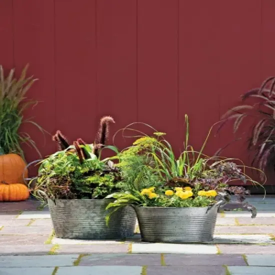 Gardener's Supply Company Galvanized Planter | Sturdy Vintage Style Galvanized Wash Basin Farmhouse Metal Planters With Side Holders For Herbs, image {2}