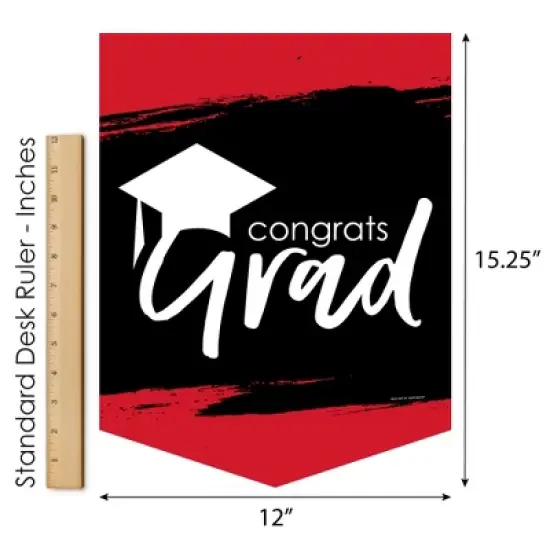 Big Dot of Happiness Red Grad - Best is Yet to Come - Outdoor Home Decorations - Double-Sided Red Graduation Party Garden Flag - 12 x 15.25 inches image {5}