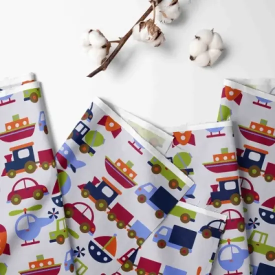 Bacati - Transportation Blue Navy Green Red Orange 4 pc Toddler Bedding Set image {7}