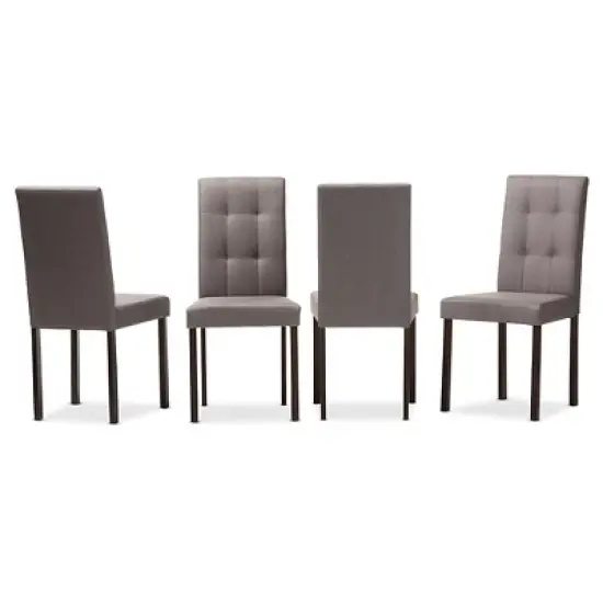 Set of 4 Andrew Modern and Contemporary Fabric Upholstered Grid-tufting Dining Chair image {3}