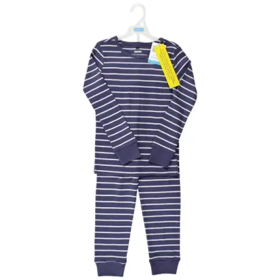 Hudson Baby Infant and Toddler Cotton Pajama Set, Denim Blue Stripe image {1}