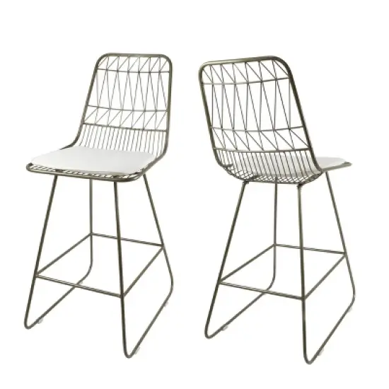Set of 2 Walcott Modern Iron Counter Height Barstools - Christopher Knight Home image {6}
