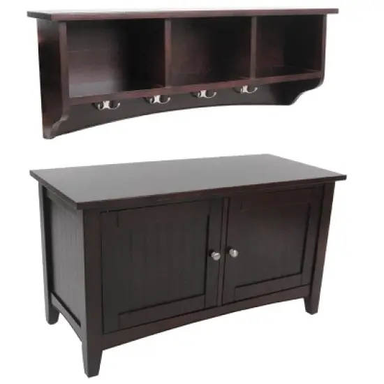 Shaker Cottage Storage Coat Hook with Cabinet Bench Set - Alaterre Furniture image {5}