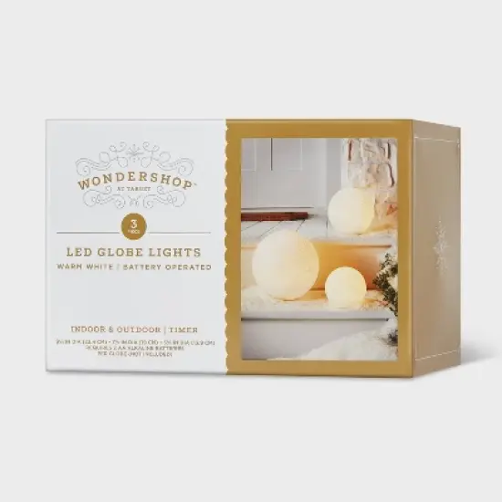 3pc LED Glittered Globe Christmas Novelty Sculpture Light White - Wondershop&trade; image {3}