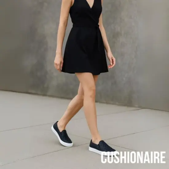 CUSHIONAIRE Faze Women&rsquo;s Quilted Slip-On Sneaker &ndash; Faux Leather Casual Shoe with Memory Foam Insole & Rubber Outsole image {7}