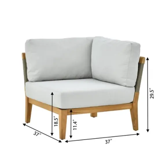 Decksplore 9PCS Rattan Wicker Patio Conversation Set Rattan corner Sofa Teak Seating Group with Coffee Table for Garden Porch Backyard image {4}