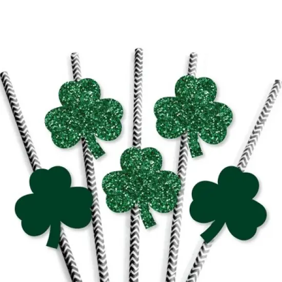 Big Dot of Happiness St. Patrick's Day Paper Straw Decor - Saint Patty's Day Party Striped Decorative Straws - Set of 24 image {4}