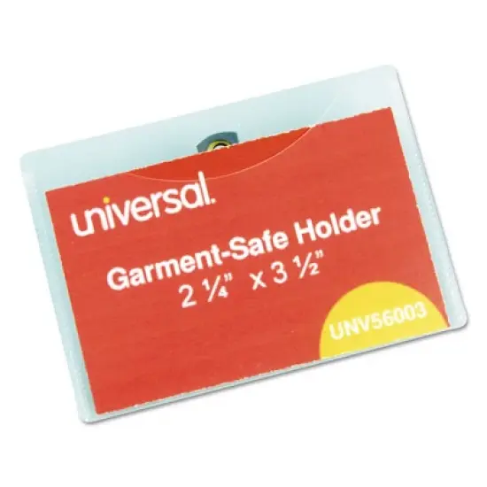 Universal Clear Badge Holders w/Garment-Safe Clips, 2 1/4 x 3 1/2, White Inserts, 50/Box image {4}