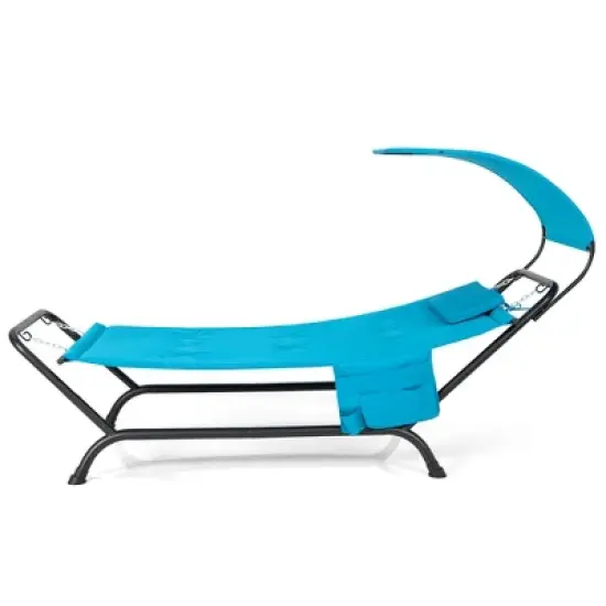 Tangkula Chaise Lounge Bed w/ Detachable Sunshade Canopy Hammock w/ Rustproof Metal Stand image {11}