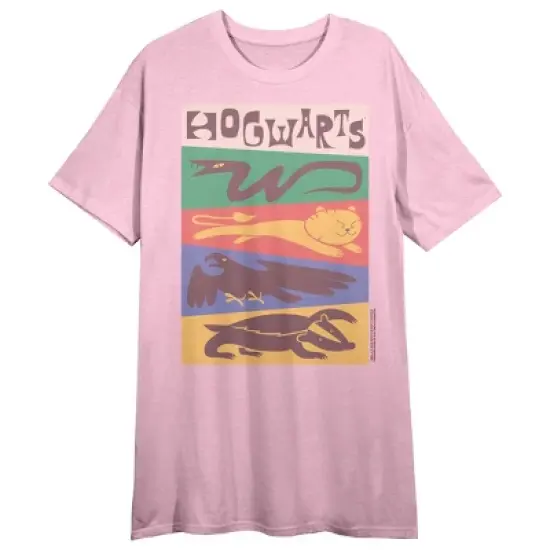 Harry Potter Hogwarts Houses Women's Pink Short Sleeve Sleep Shirt image {3}