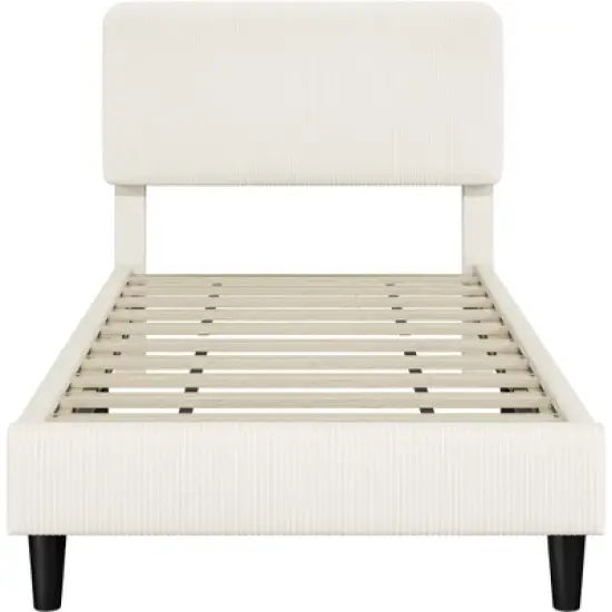 Yaheetech Upholstered Bed Frame with Adjustable Headboard and Mattress Foundation with Wooden Slat Support image {1}