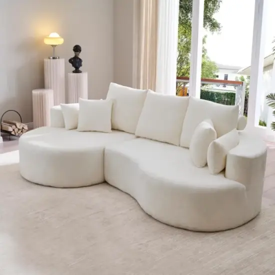 Christopher Knight Home Shamus 106" Modern Cozy Upholstered 4 Seater Curved Sectional Sofa with 7 Pillows image {7}