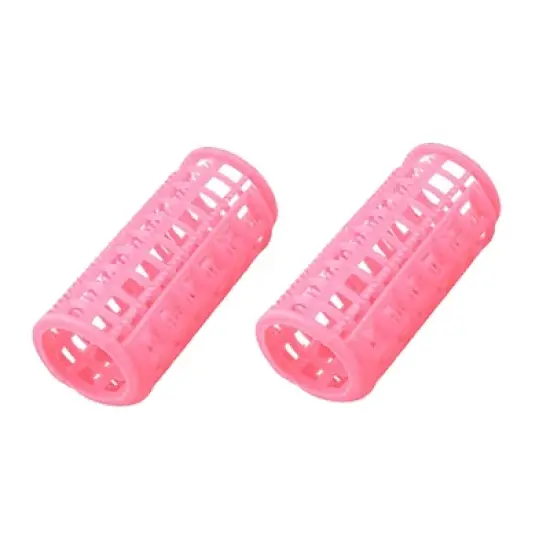 Unique Bargains Plastic Hair Styling DIY Compact Rollers 2.7" x 1.2" Pink 12 Pcs image {4}