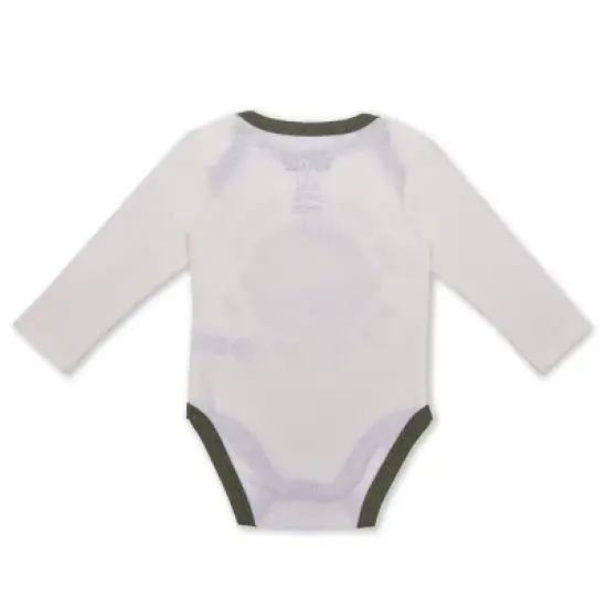 Star Wars Infant Boy's 3 Piece Coordinates, Baby Yoda Graphic Printed Long Sleeve Bodysuit Creeper, Bib, and Jogger Pants Set for infant image {2}