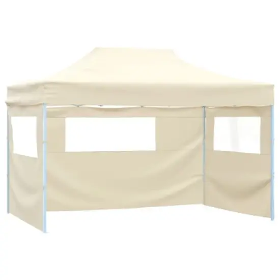 vidaXL Foldable Tent Pop-Up with 4 Side Walls 9.8'x14.8' Cream White image {11}