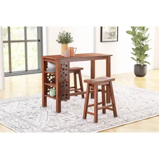 Rectangular Brittany Bar Table Wire Brushed Finish Chestnut - Boraam image {6}