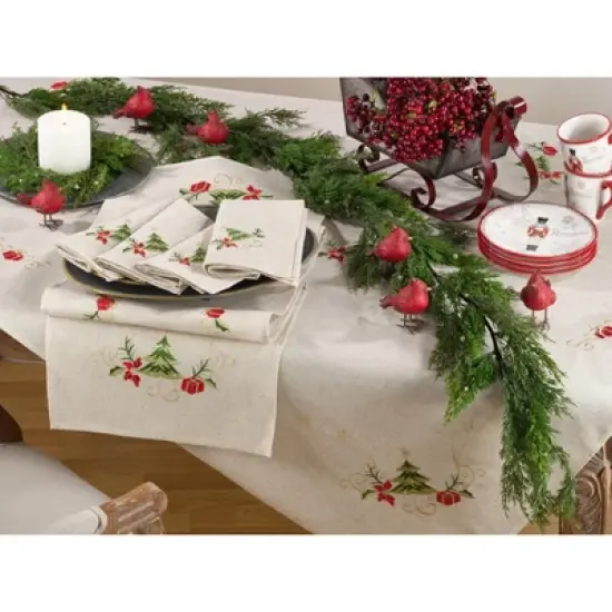 Saro Lifestyle Table Runner With Embroidered Christmas Design image {3}