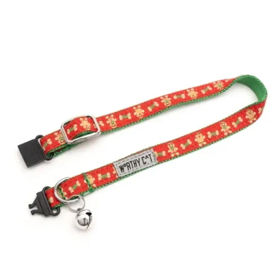 The Worthy Dog Gingerbread Bones Breakaway Adjustable Cat Collar image {1}