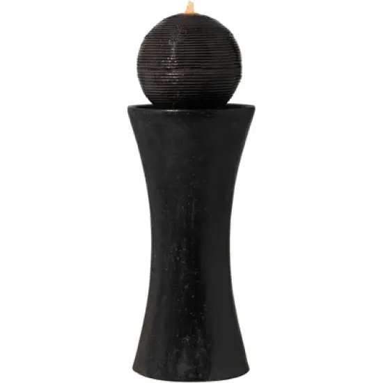 John Timberland Dark Sphere Modern Zen Bubbler Pillar Outdoor Floor Water Fountain with LED Light 30" for Yard Garden Patio Home Deck Porch Exterior image {4}