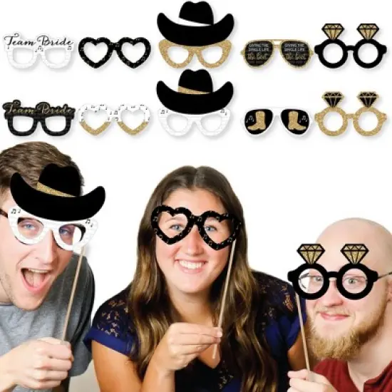 Big Dot of Happiness Nash Bash Glasses - Paper Card Stock Nashville Bachelorette Party Photo Booth Props Kit - 10 Count image {1}