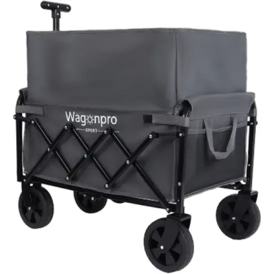 Expandable Dual-Layer Utility Wagon with 100% Extra Space - Grocery CartGray image {2}