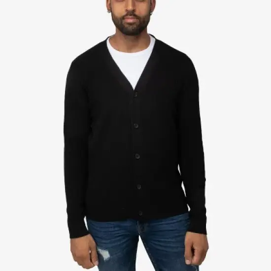 X RAY Men's Cotton Cardigan Sweater, V-Neck & Shawl Collar Soft Cable Knit Button Down Cardigan image {5}