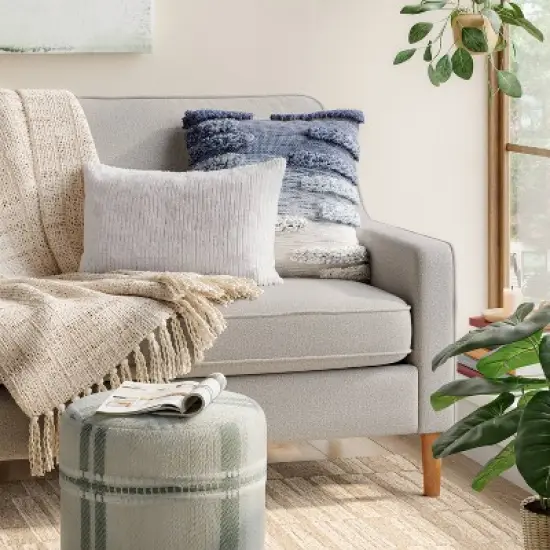 Striped Faux Fur Lumbar Throw Pillow - Threshold&trade; image {1}