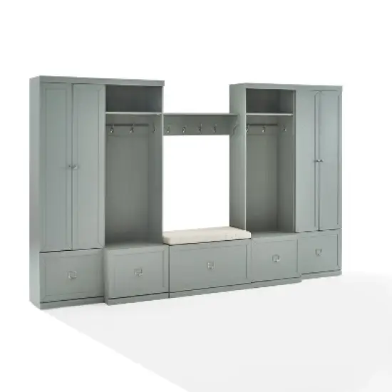 6pc Harper Entryway Set with Bench, Shelf, 2 Pantry Closets and 2 Hall Trees - Crosley image {17}