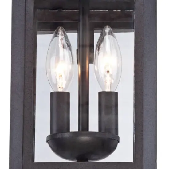 Franklin Iron Works Bransford Mission Outdoor Wall Light Fixture Black Specked Gray 17" Clear Glass Panels for Post Exterior Barn Deck House Porch image {2}