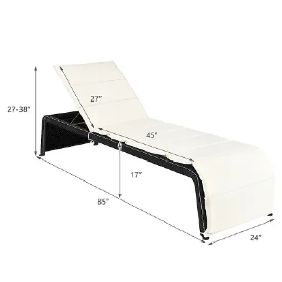 Tangkula 2PCS Adjustable Rattan Recliner Chaise Lounge Chair w/ Cushion Outdoor Patio image {8}