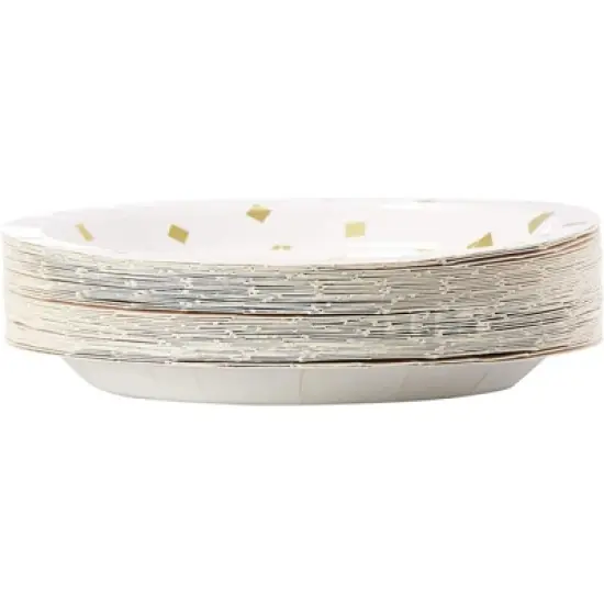 Juvale 48-Pack Gold Foil Square Confetti Disposable Paper Plates 9" Party Supplies image {4}