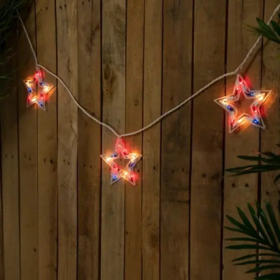 Northlight Patriotic Stars Patio Light Set - 5.25ft - White Wire - 5ct image {2}