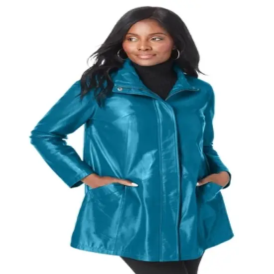 Jessica London Women&rsquo;s Plus Size A-Line Zip Front Leather Jacket image {5}