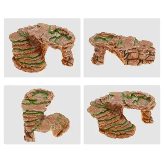 Unique Bargains Resin Tortoise Rock Turtle Basking Platform 9.7"x6.7"x4.1" Orange Green 1 Pcs image {2}