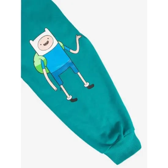 Adventure Time Finn Puff Print Long Sleeve Turquoise Adult Hooded Sweatshirt image {4}