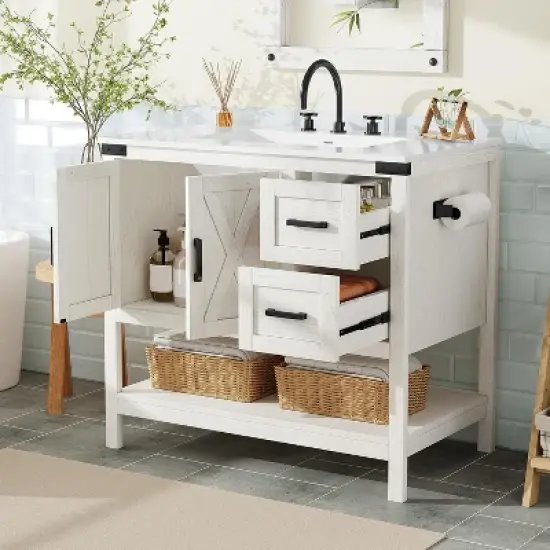 36" Farmhouse Bathroom Vanity with Sink Combo image {2}