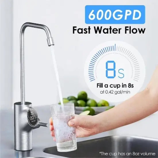 Waterdrop D6 Reverse Osmosis Water Filter, 600 GPD Under Sink Reverse Osmosis System, Reduce PFAS, Extra Remineralization Filter image {6}