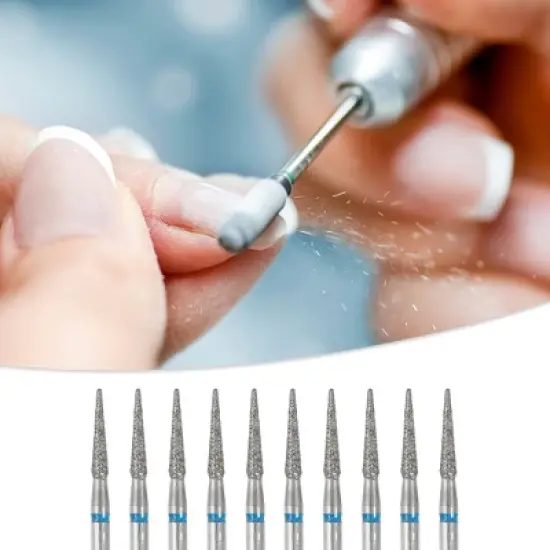 Unique Bargains Emery Nail Drill Bits Set for Acrylic Nails 3/32 Inch Nail Art Tools 44.2mm Length Blue 10Pcs image {1}