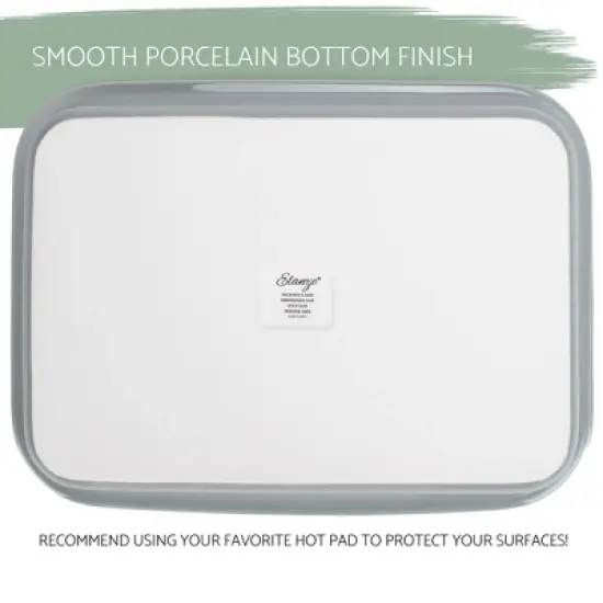 Elanze Designs Large 9x13 inch Stoneware Porcelain Baking Dish With Stainless Steel Rack, Grey image {3}