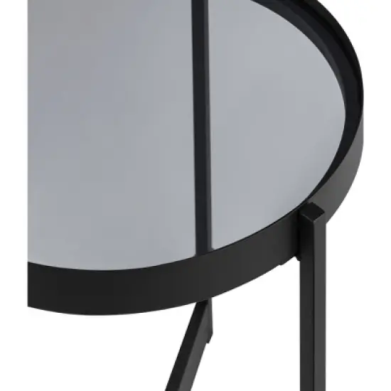 Modern Minimalist Tray Top Round Glass Side Table Black - Saracina Home image {6}