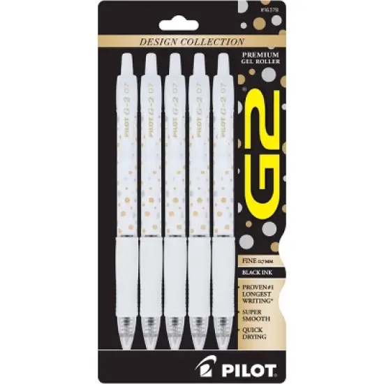 Pilot 5pk G2 Design Collection Dots Gel Pens Fine Point 0.7mm Black Ink image {6}