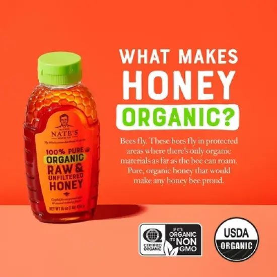 Nature Nate's 100% Pure Raw Unfiltered Organic Honey &ndash; 16oz image {3}