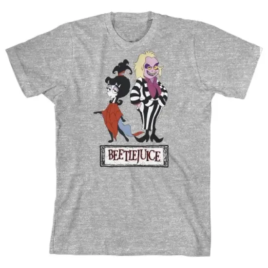 Beetlejuice Animated Series Lydia and Beetlejuice Youth Boy's Athletic Gray T-Shirt image {5}